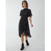 Blouson Wrap Skirt Ruffle Midi Dress