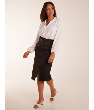 Front Split Midi Utility Skirt