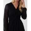 Leopard Print Flocked Knot Front Angel Sleeve Dress