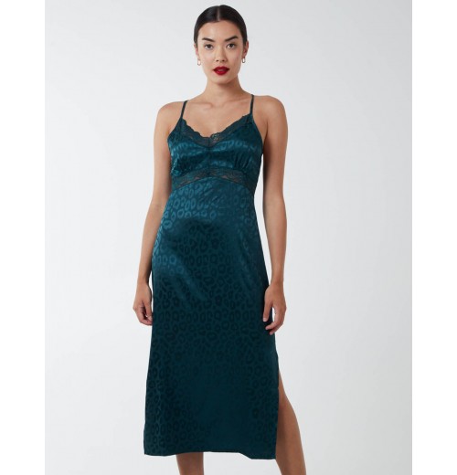 Jacquared Satin Slip Dress