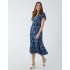 Ruffle Sleeve Elasticated Godet Midi Dress