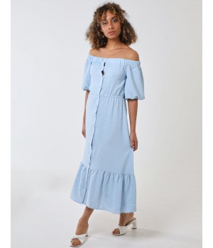 Bardot Button Through Midi Dress