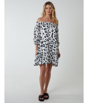 Sheared Neck Bardot Dress