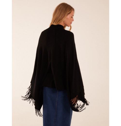 Tassel High Neck Poncho