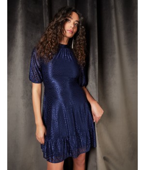 Mesh High Neck Tier Dress