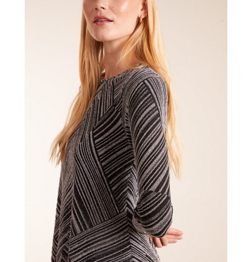 Stripe Glittery Long Sleeve Shift Mini Dress