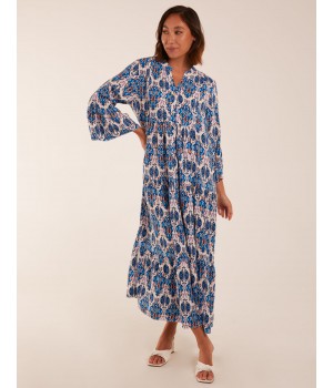 Damask Button Down Maxi Dress