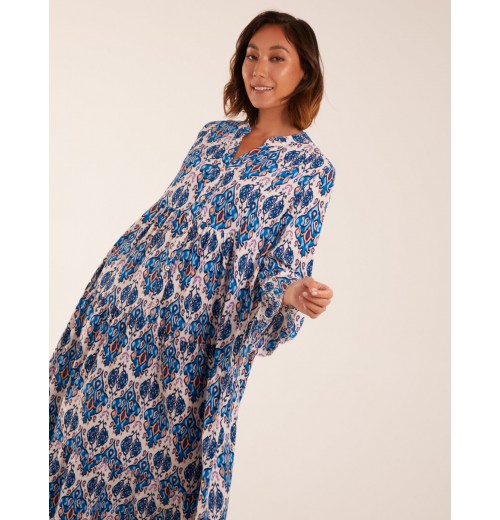 Damask Button Down Maxi Dress