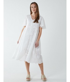 Broderie Angel Sleeve Midi Dress