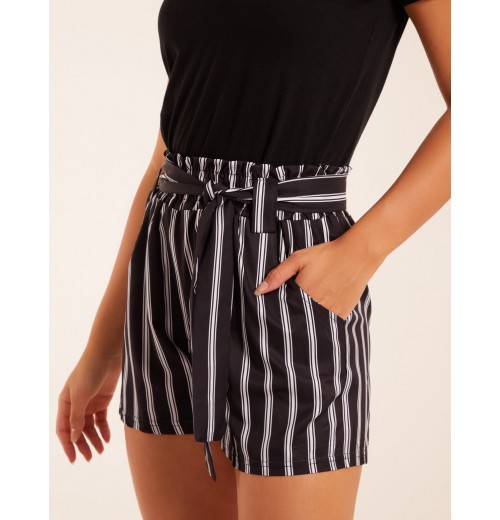 Stripe Belted Shorts