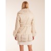 Faux Fur Collar PU Belted Coat