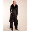 Longline Leather Look Faux Fur Coat